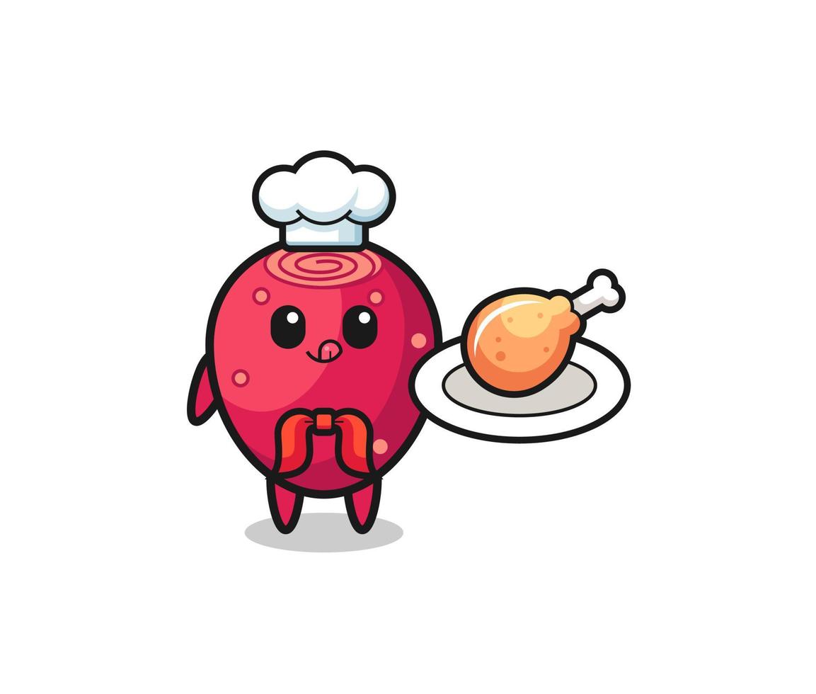 prickly pear fried chicken chef cartoon character vector