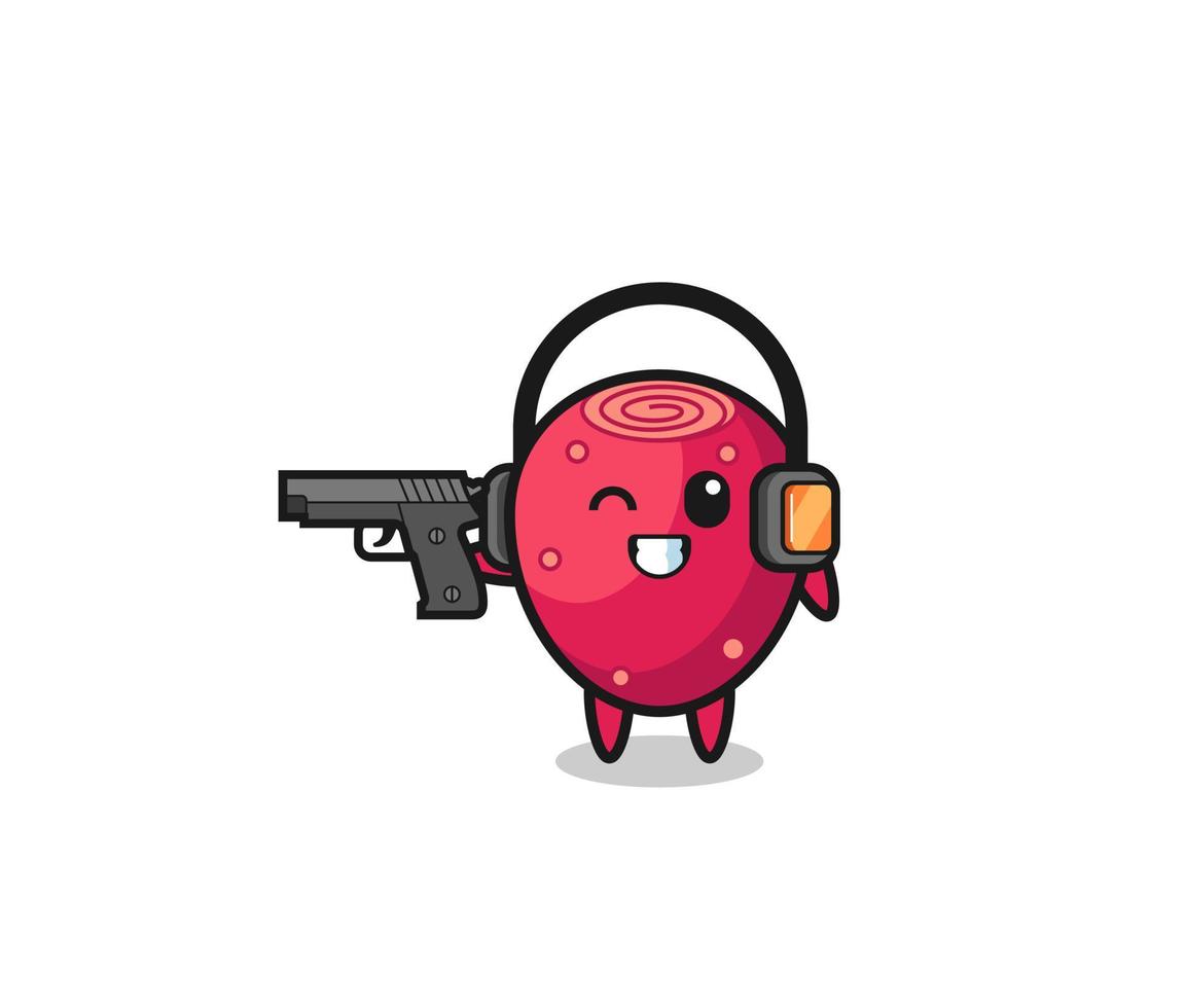 illustration of prickly pear cartoon doing shooting range vector