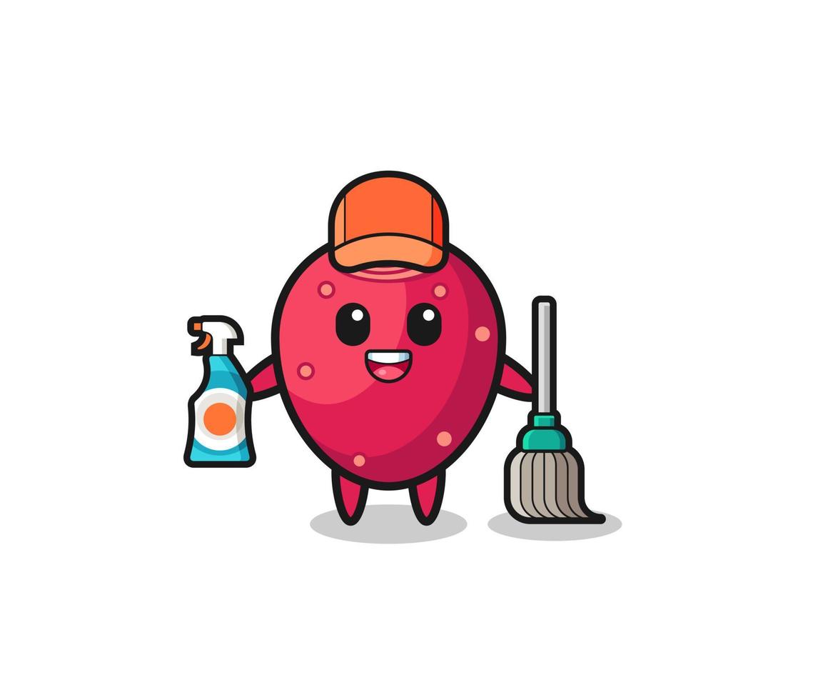 cute prickly pear character as cleaning services mascot vector