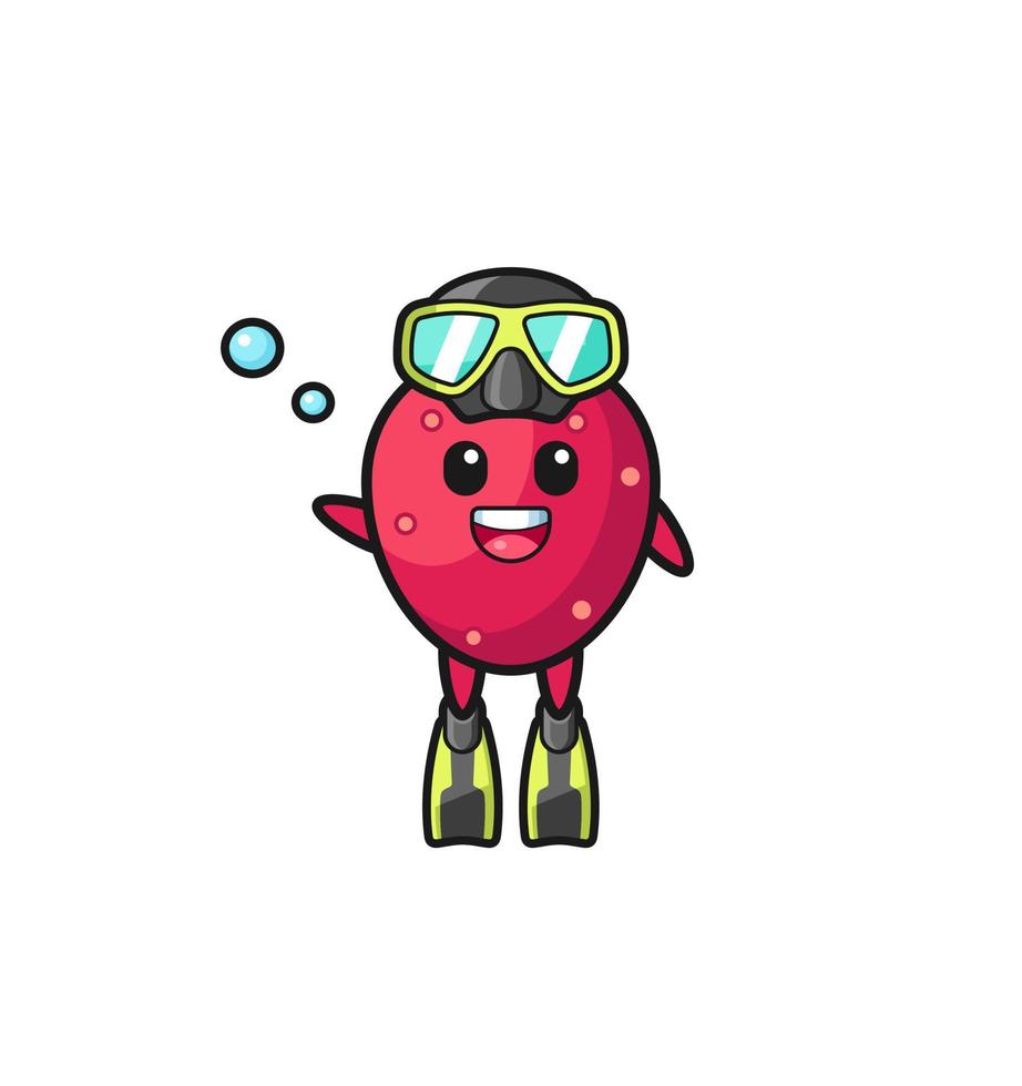 the prickly pear diver cartoon character vector