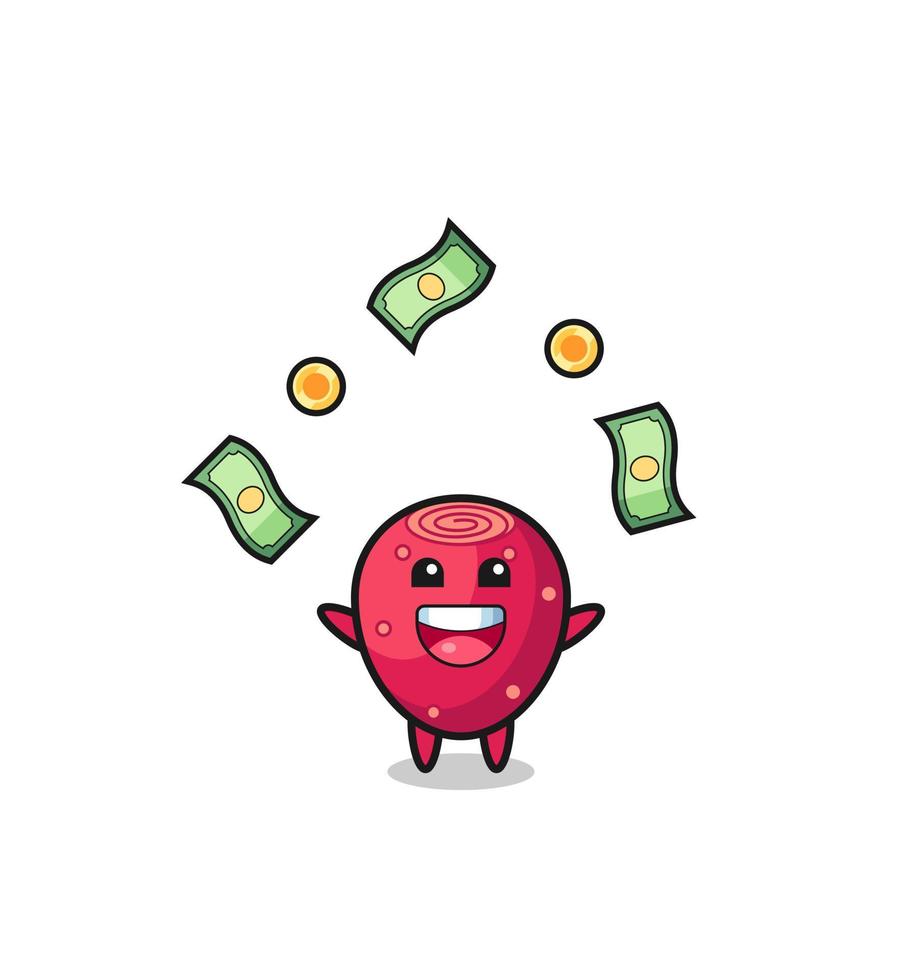 illustration of the prickly pear catching money falling from the sky vector