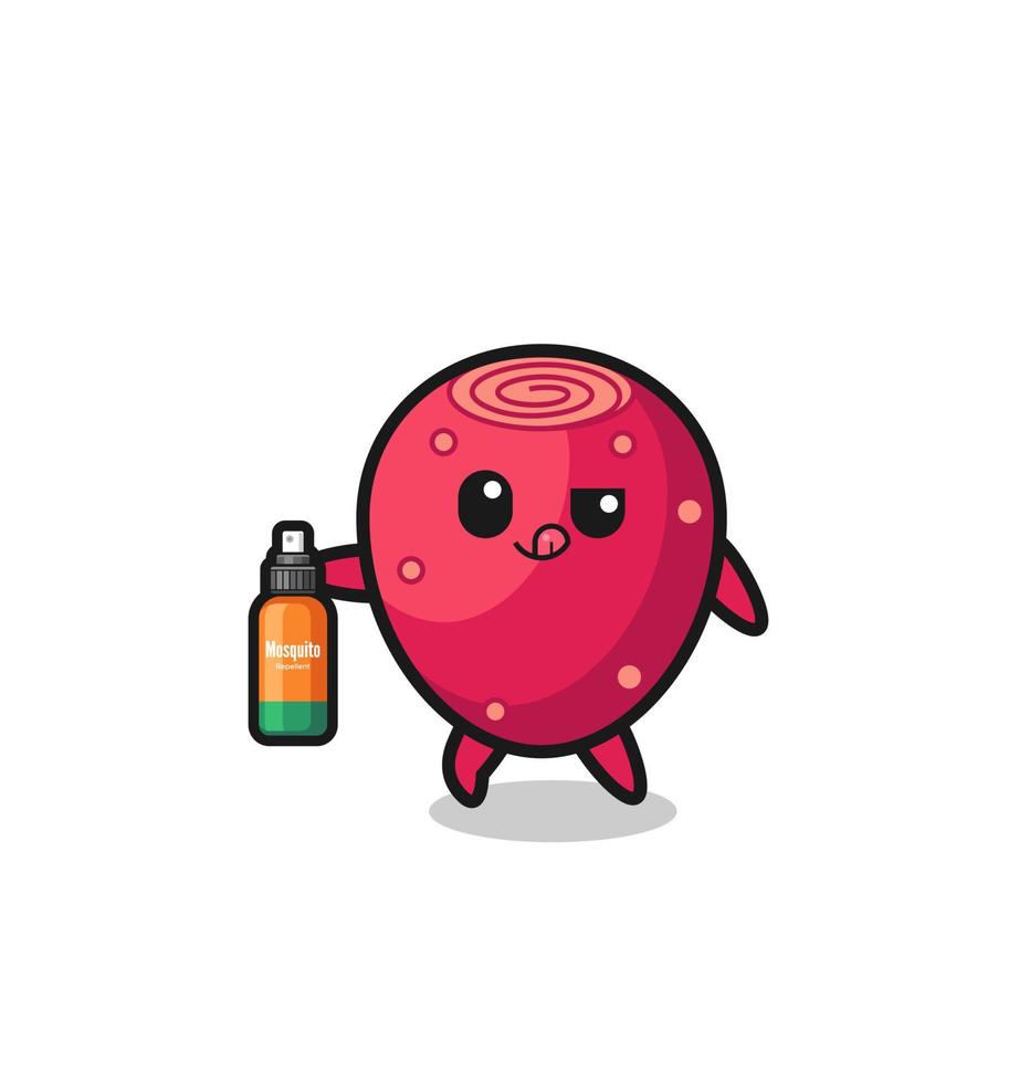 cute prickly pear holding mosquito repellent vector
