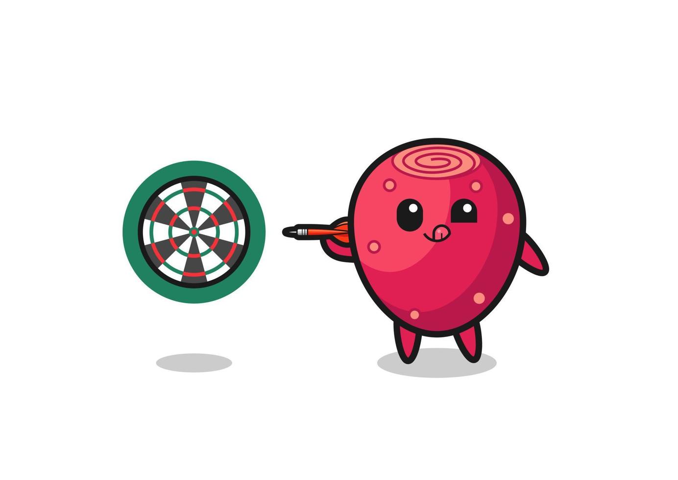 cute prickly pear is playing dart vector