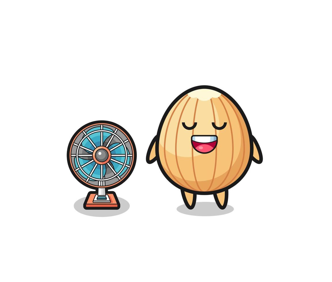 cute almond is standing in front of the fan vector