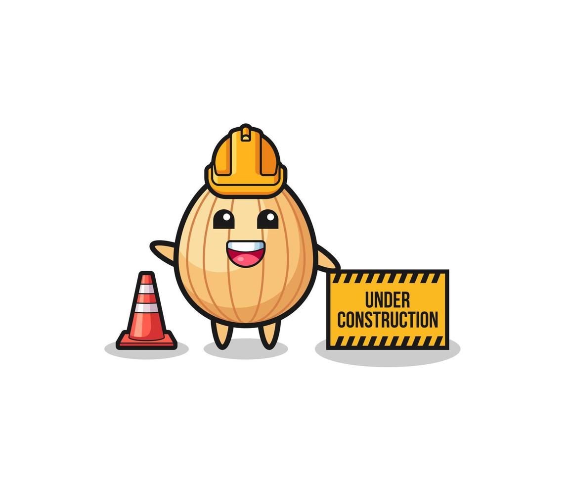 illustration of almond with under construction banner vector