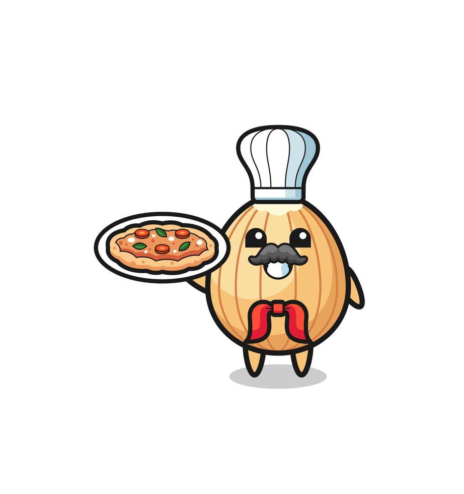 almond character as Italian chef mascot vector