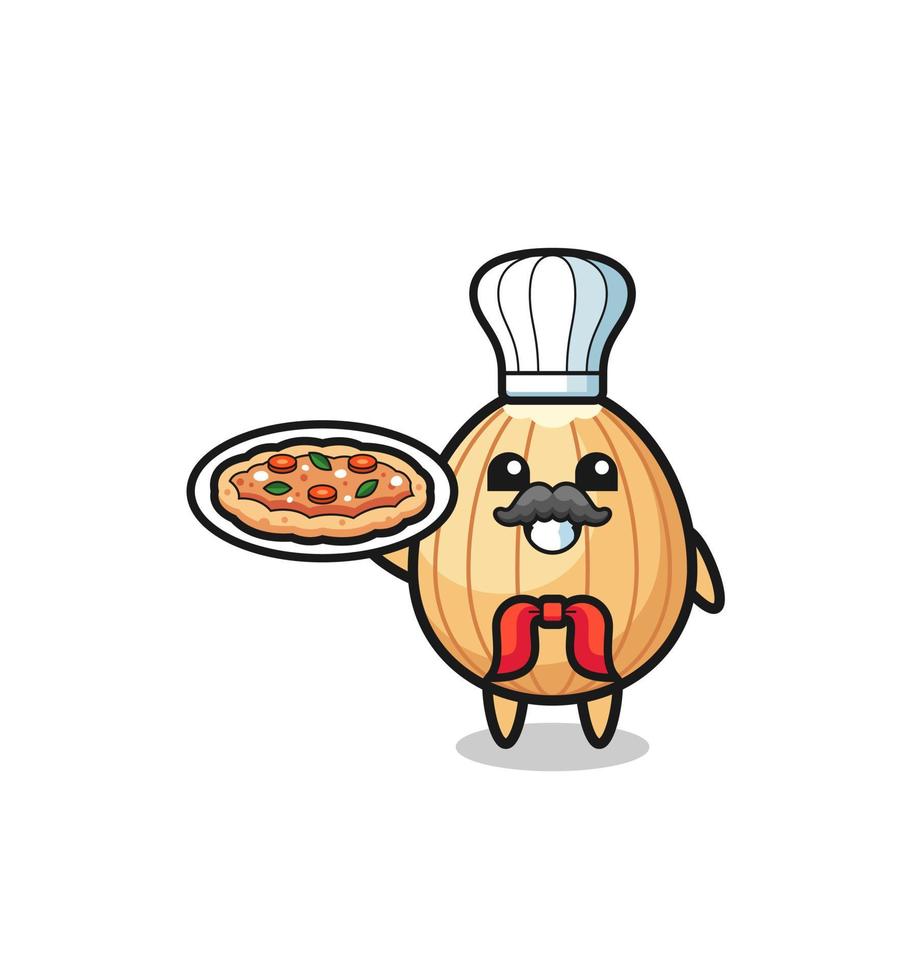 personaje de almendra como mascota del chef italiano vector