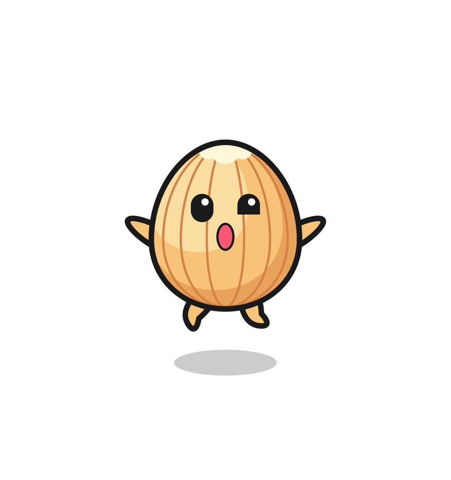 almond character is jumping gesture vector