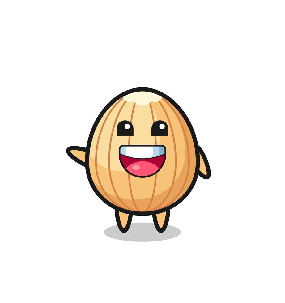 happy almond cute mascot character vector