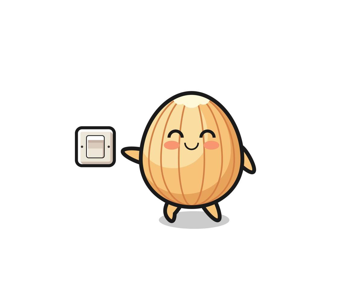 cartoon almond is turning off light vector