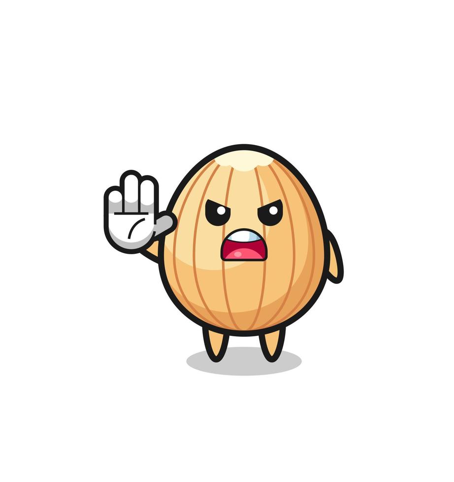 almond character doing stop gesture vector