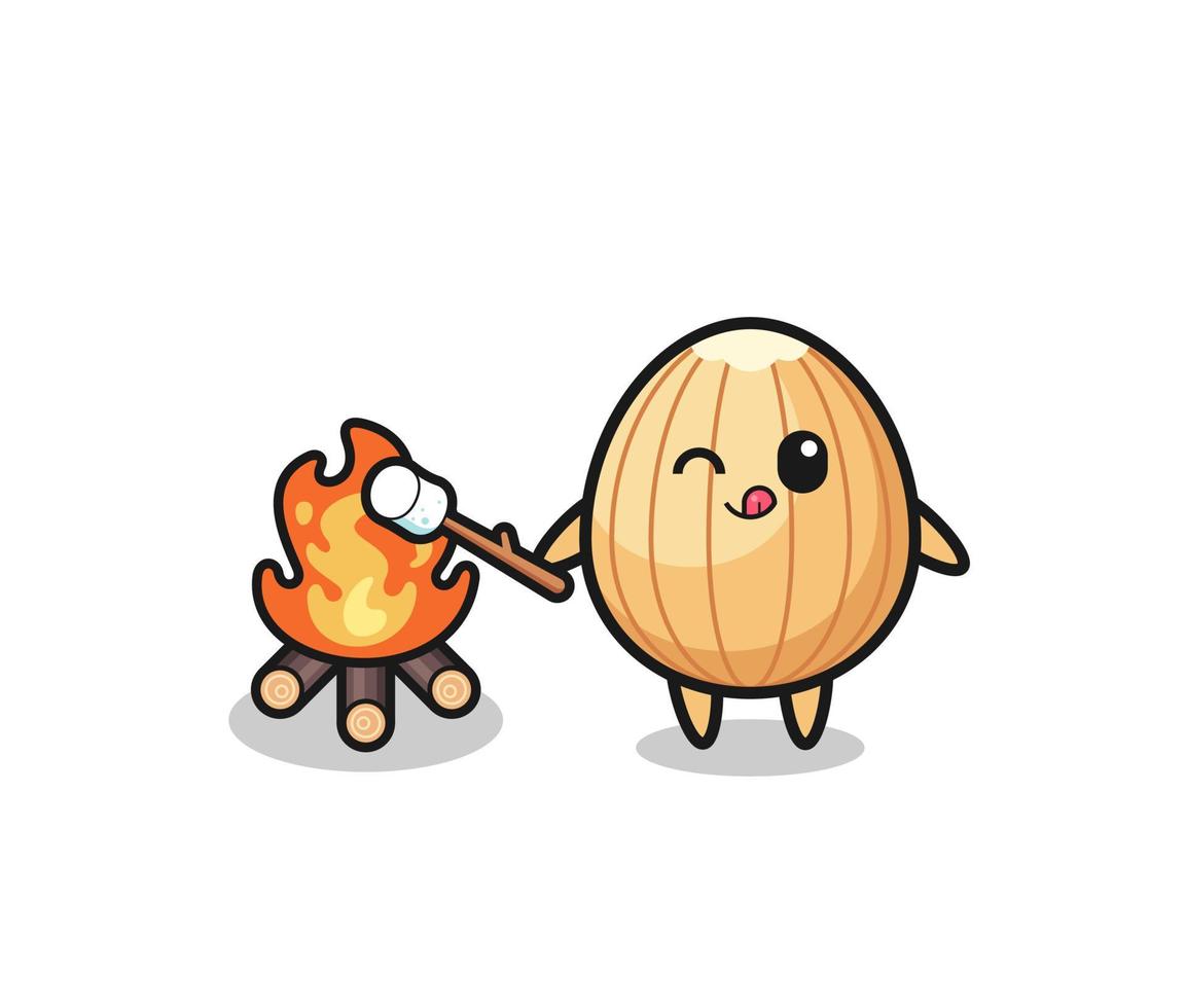 almond character is burning marshmallow vector