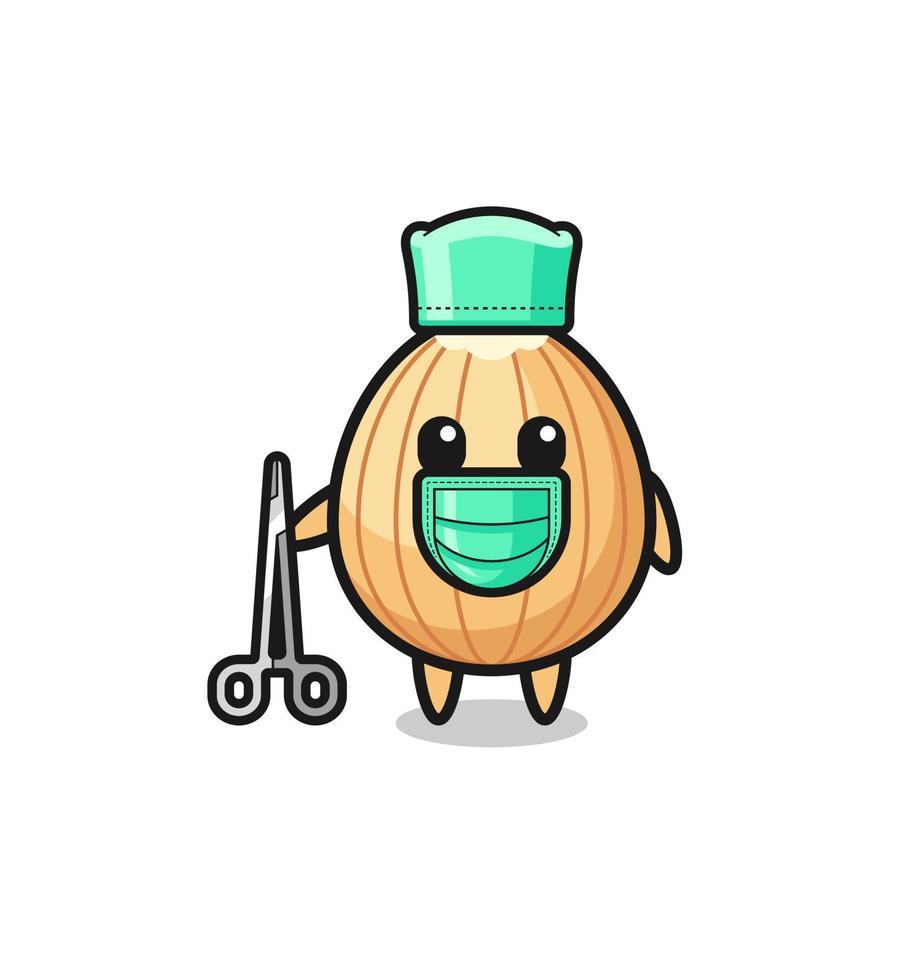 surgeon almond mascot character vector