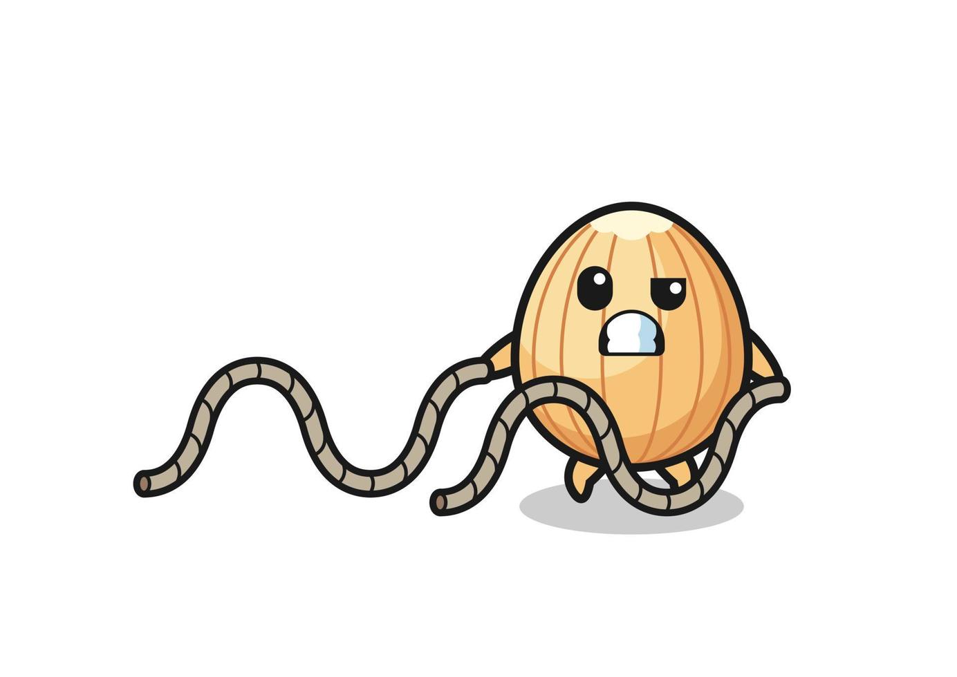 illustration of almond doing battle rope workout vector