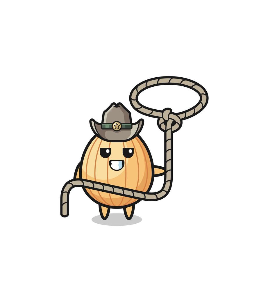 the almond cowboy with lasso rope vector