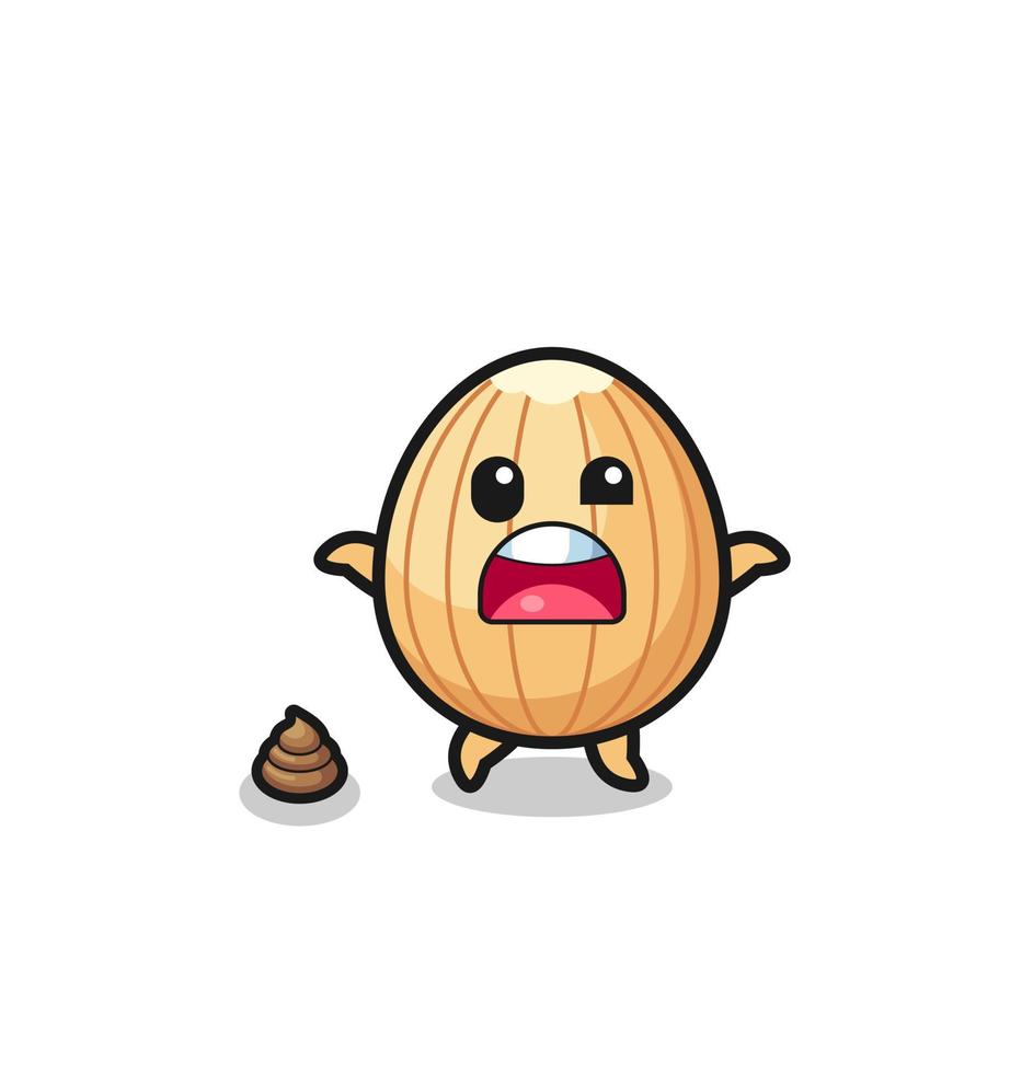 almond earth surprised to meet poop vector