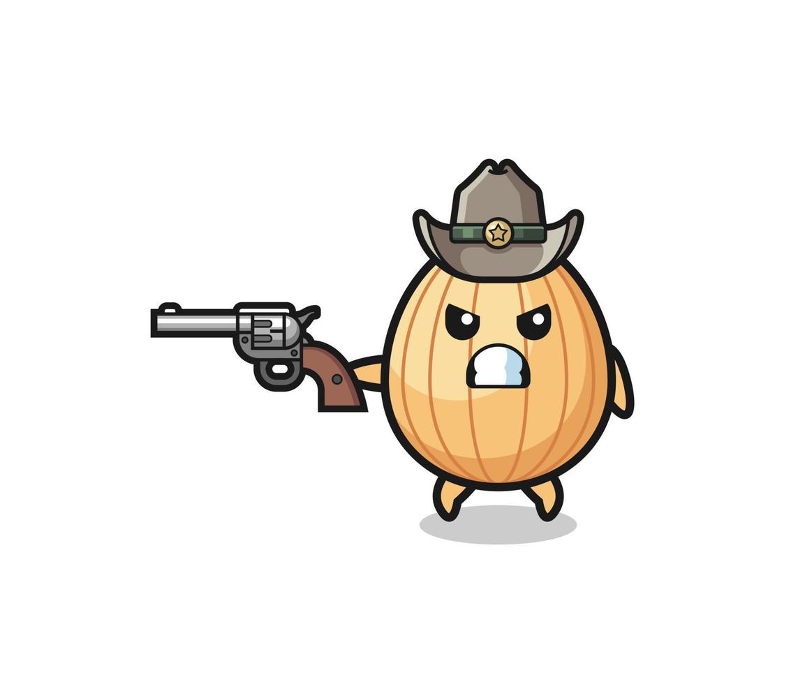 el vaquero almendra disparando con una pistola vector