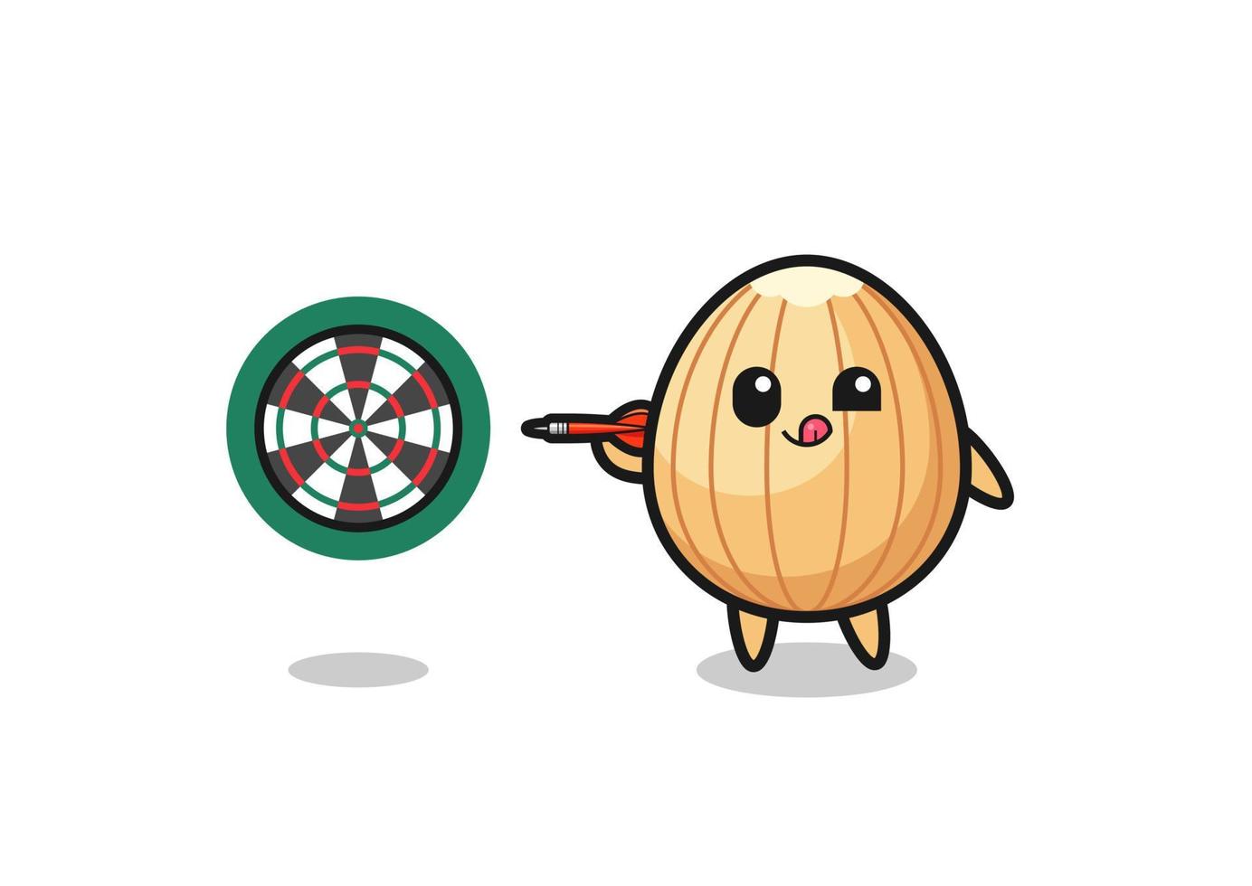 cute almond is playing dart vector