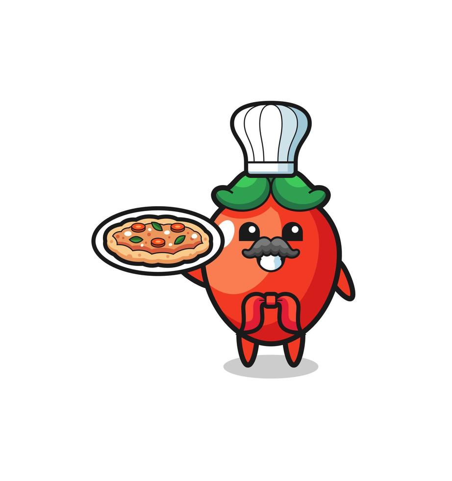 personaje de ají como mascota del chef italiano vector