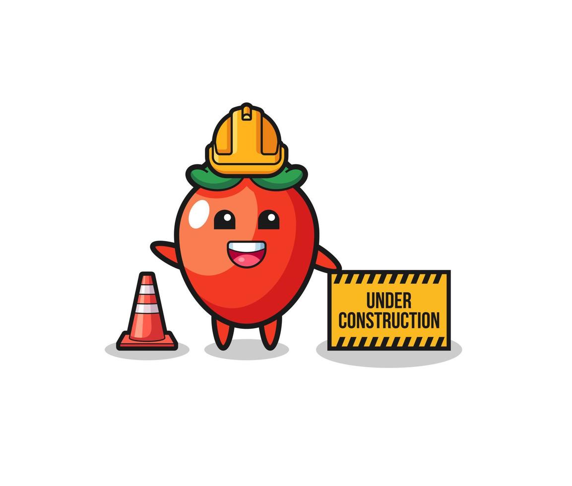 illustration of chili pepper with under construction banner vector
