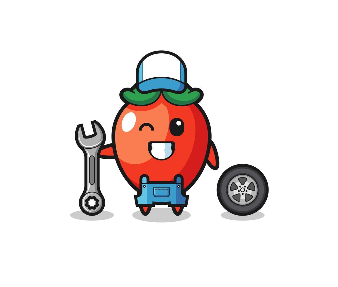 the chili pepper character as a mechanic mascot vector