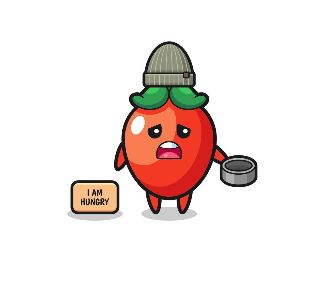 cute chili pepper beggar cartoon character vector