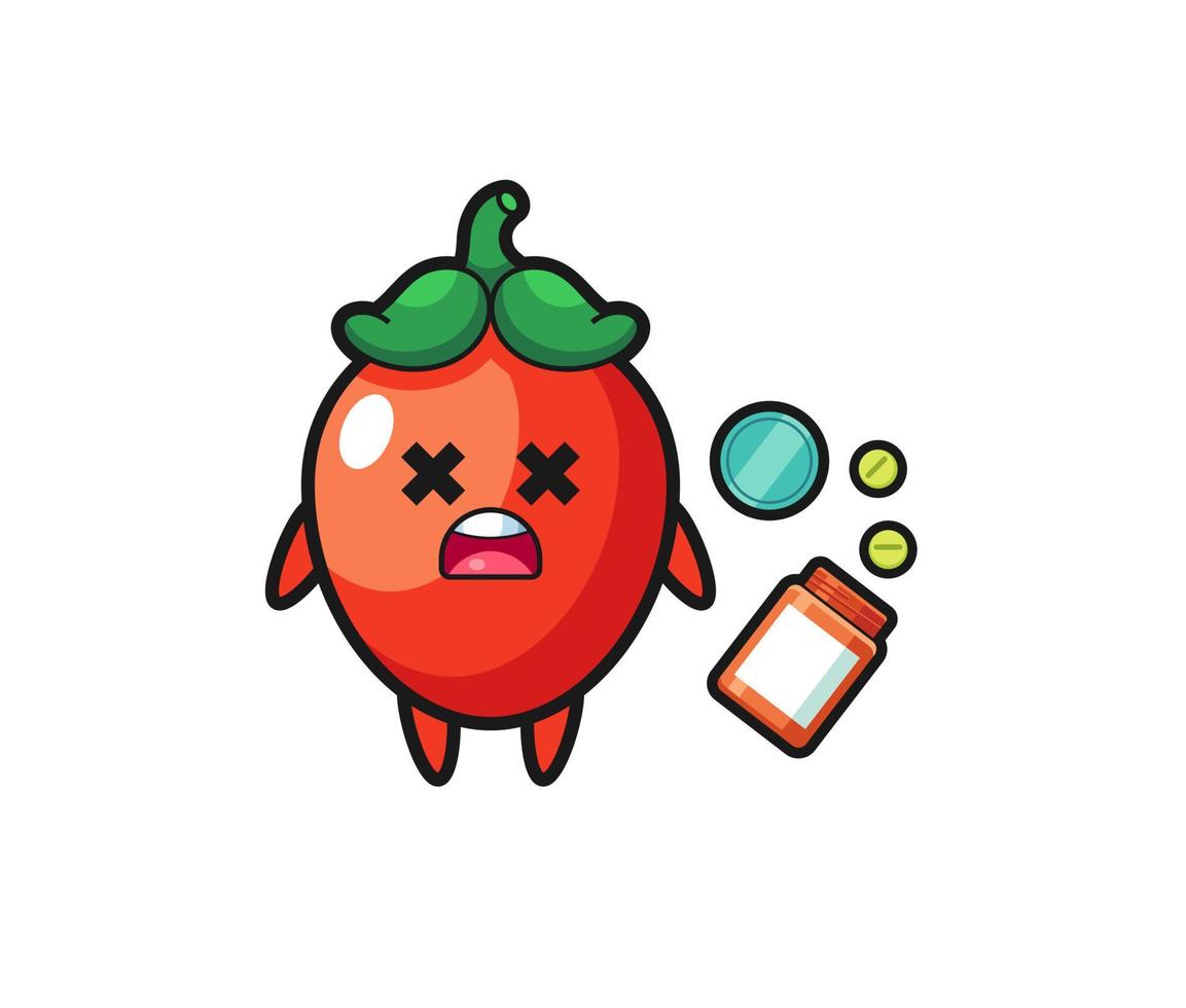 illustration of overdose chili pepper character vector