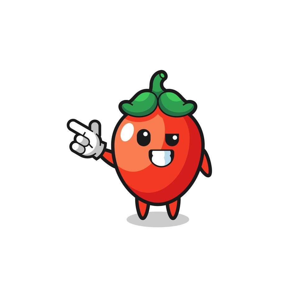 chili pepper mascot pointing top left vector