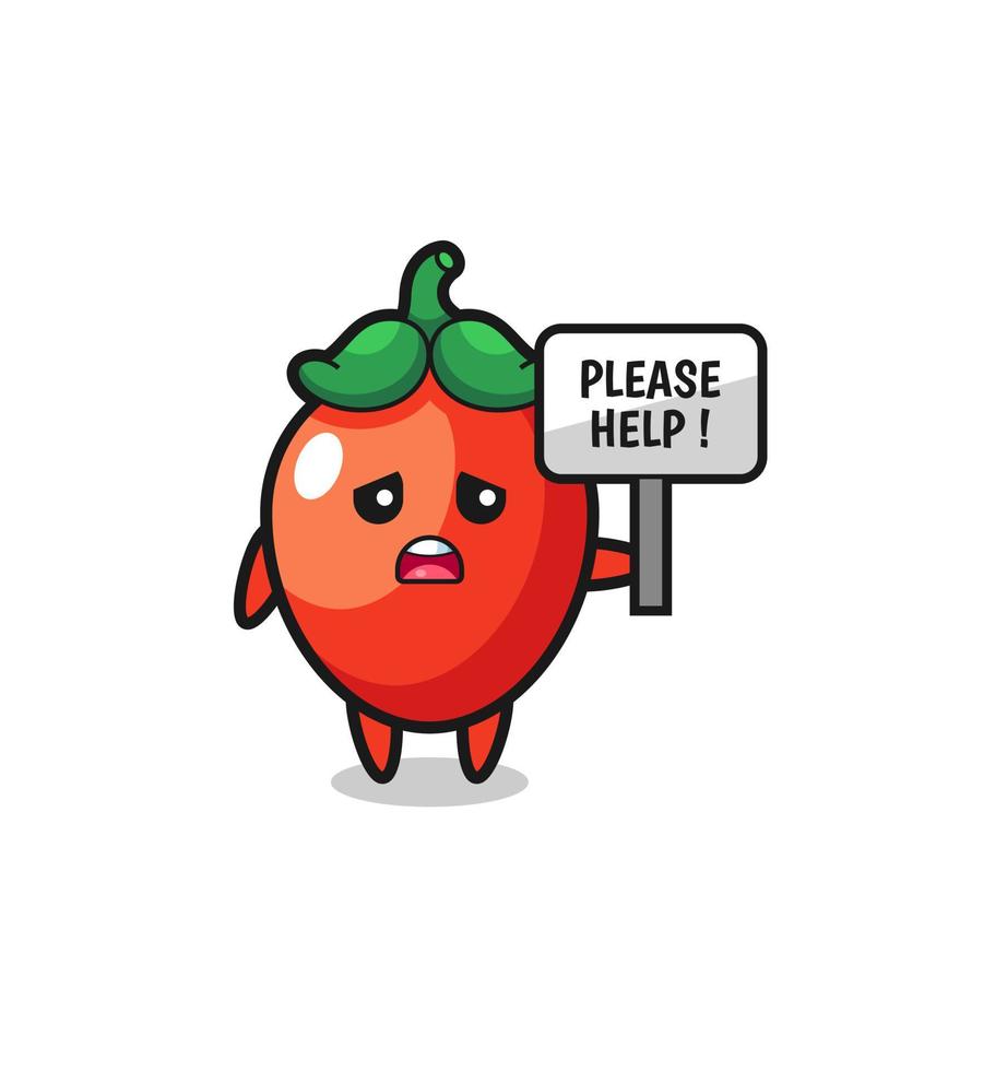 cute chili pepper hold the please help banner vector