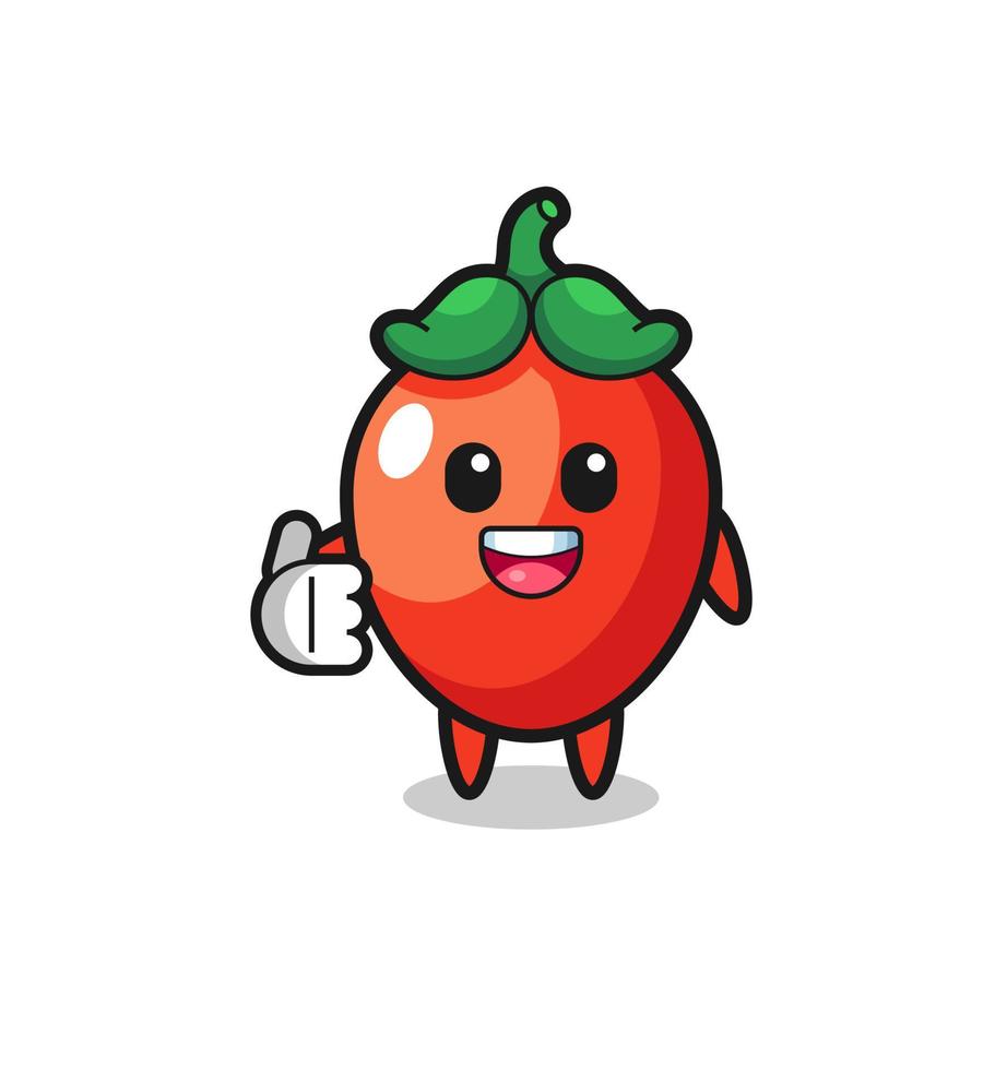 chili pepper mascot doing thumbs up gesture vector