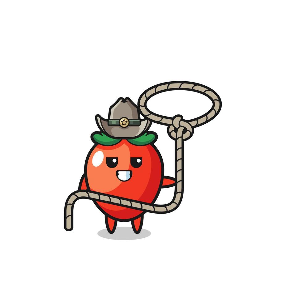 the chili pepper cowboy with lasso rope vector