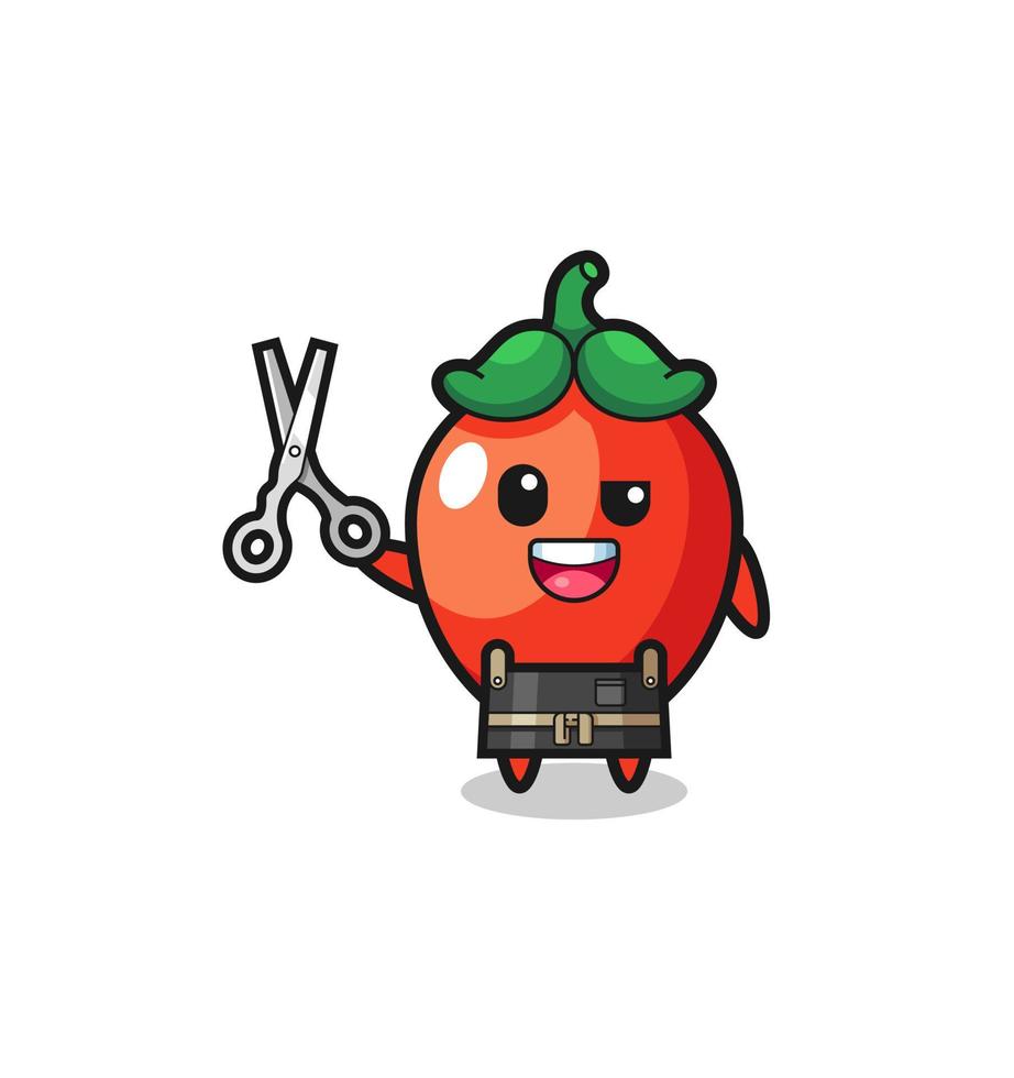 chili pepper character as barbershop mascot vector