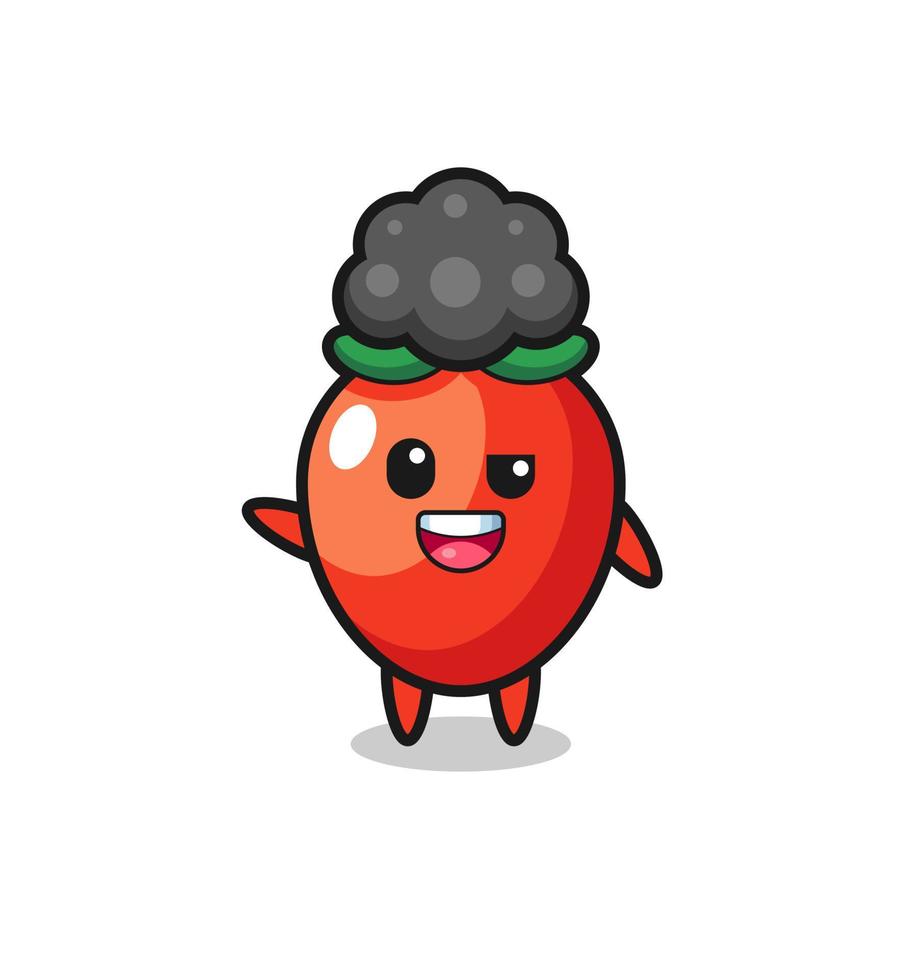 chili pepper character as the afro boy vector