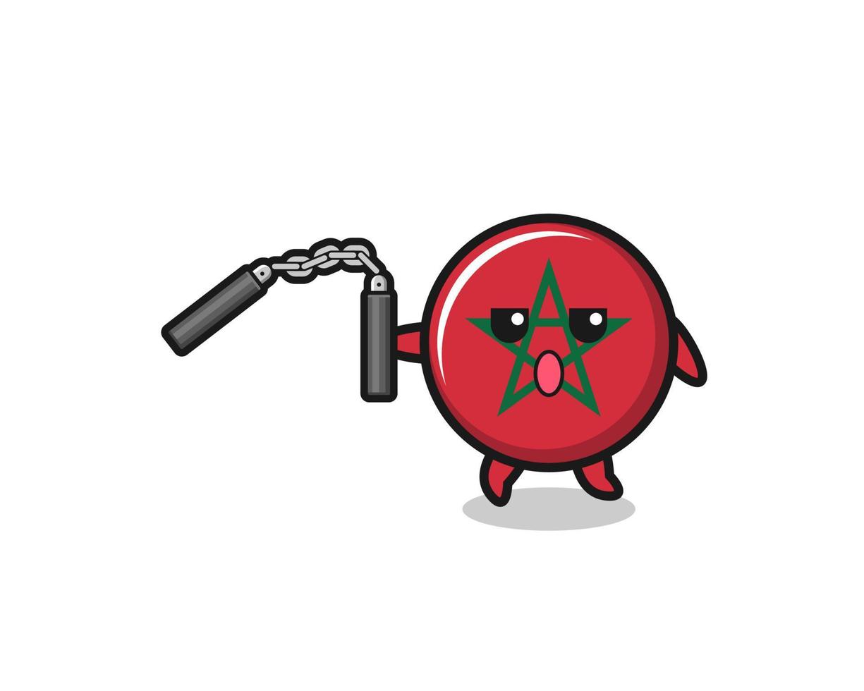 cartoon of morocco flag using nunchaku vector