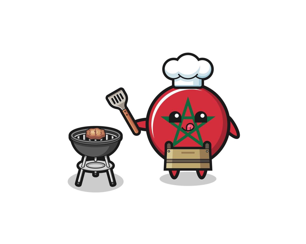 morocco flag barbeque chef with a grill vector