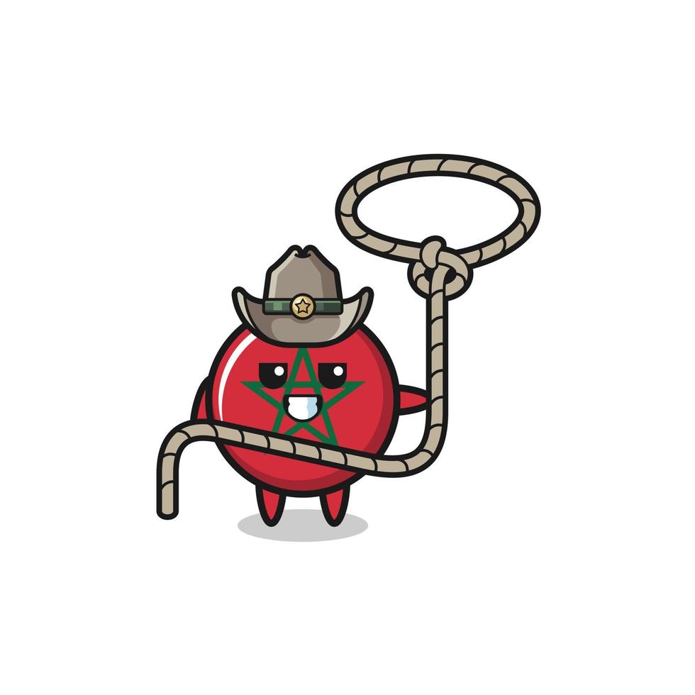 the morocco flag cowboy with lasso rope vector