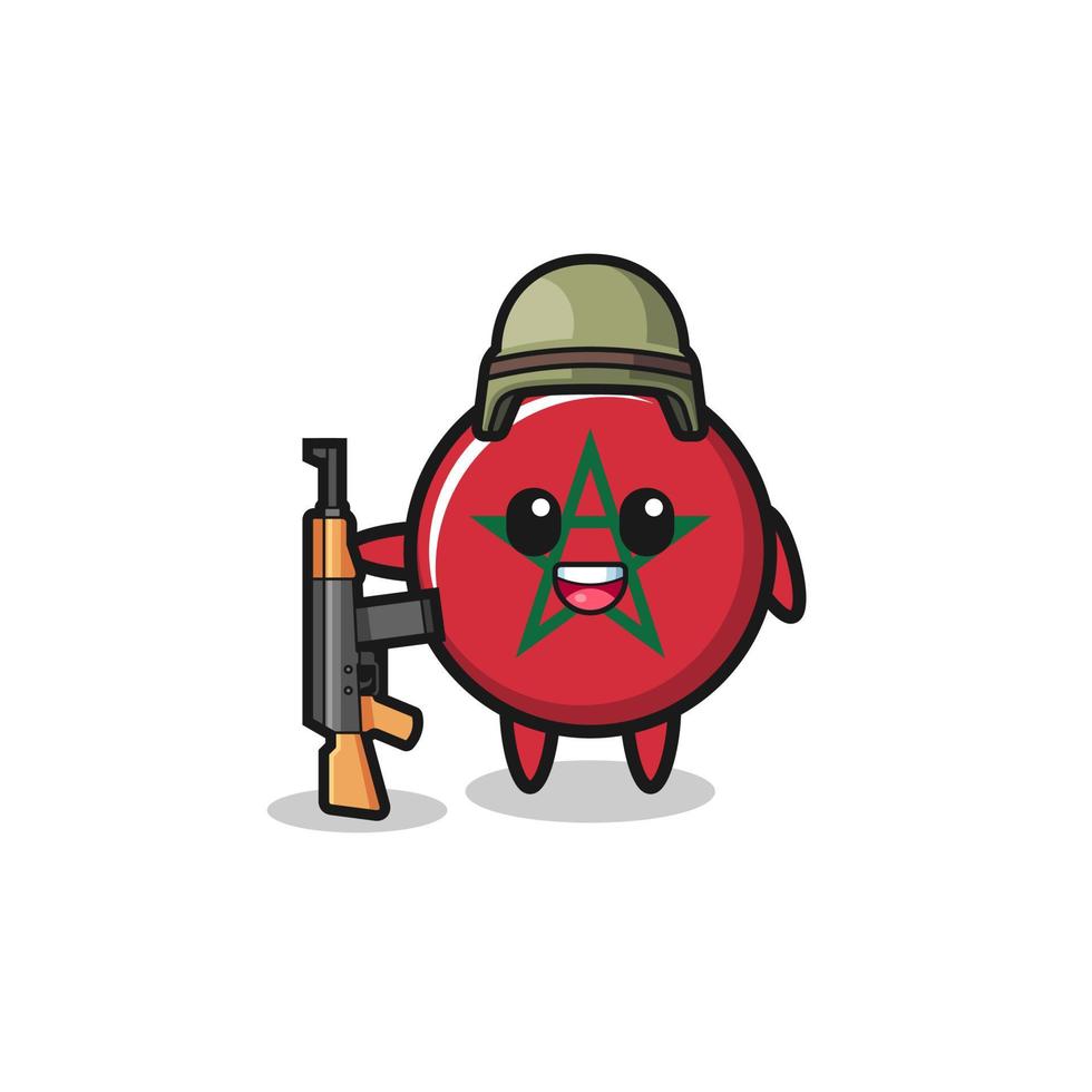 cute morocco flag mascot as a soldier vector