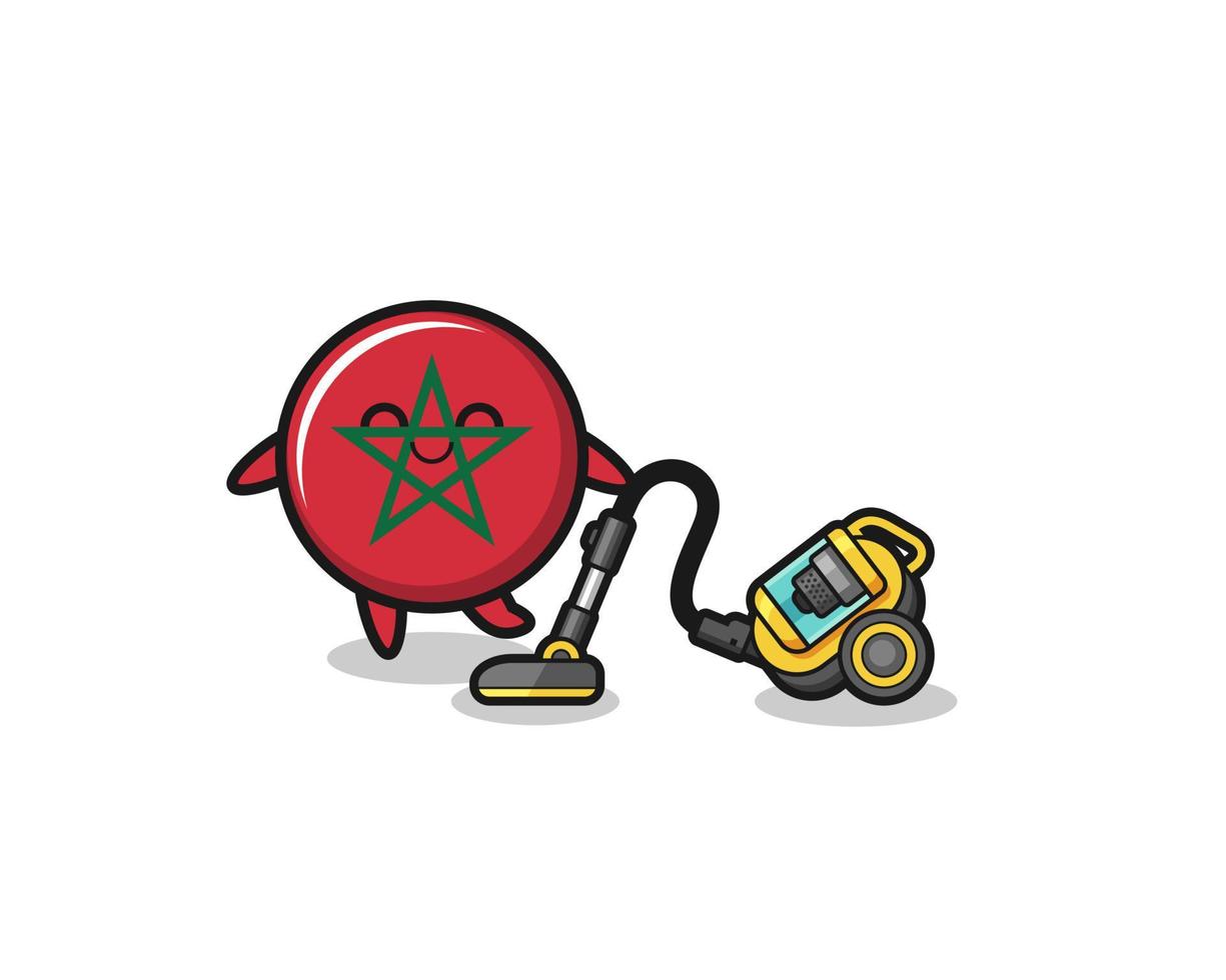 cute morocco flag holding vacuum cleaner illustration vector