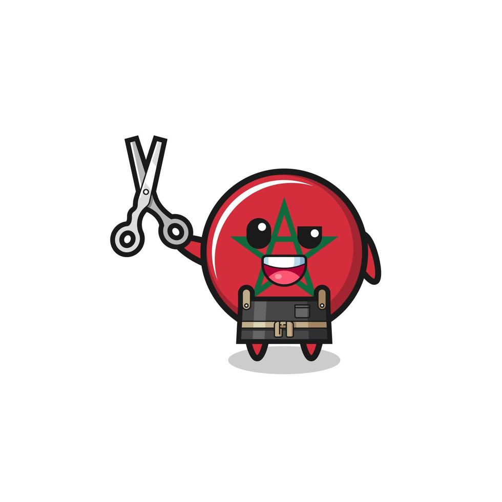 morocco flag character as barbershop mascot vector