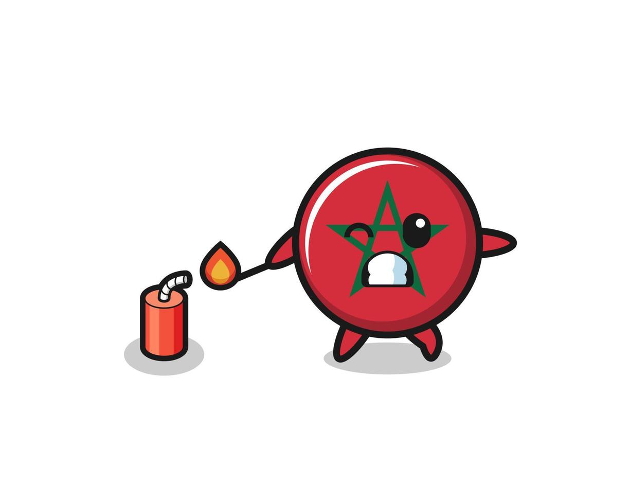 morocco flag mascot illustration playing firecracker vector