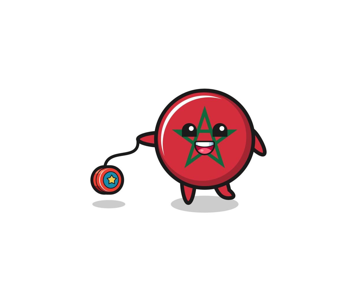 cartoon of cute morocco flag playing a yoyo vector