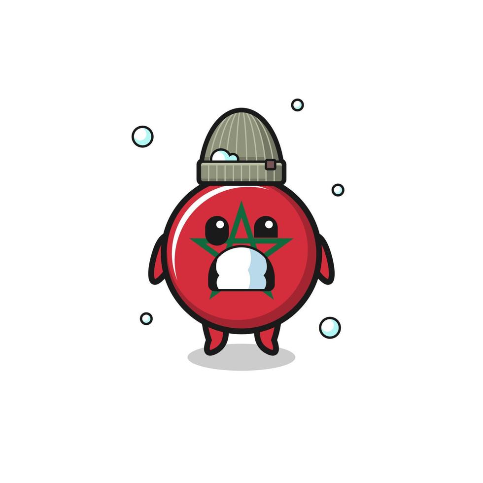 cute cartoon morocco flag with shivering expression vector
