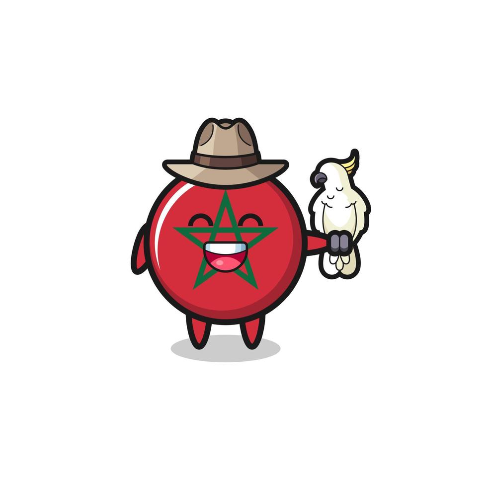 morocco flag zookeeper mascot with a parrot vector