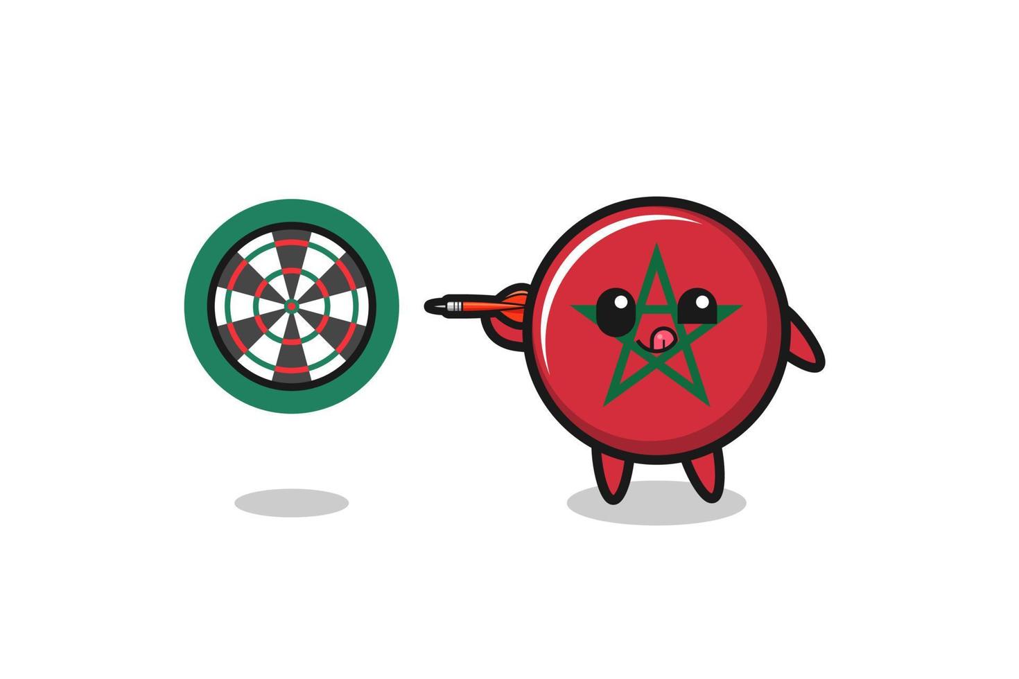 cute morocco flag is playing dart vector