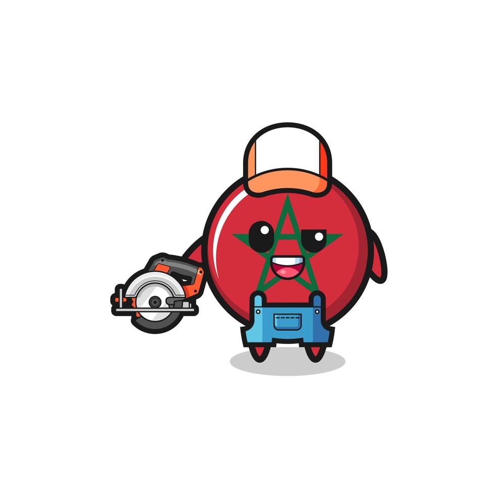 the woodworker morocco flag mascot holding a circular saw vector