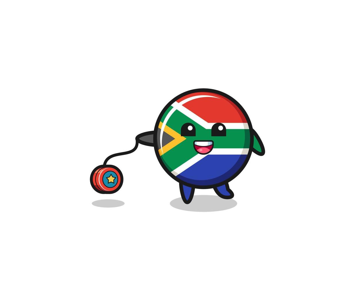 caricatura de linda bandera de sudáfrica tocando un yoyo vector