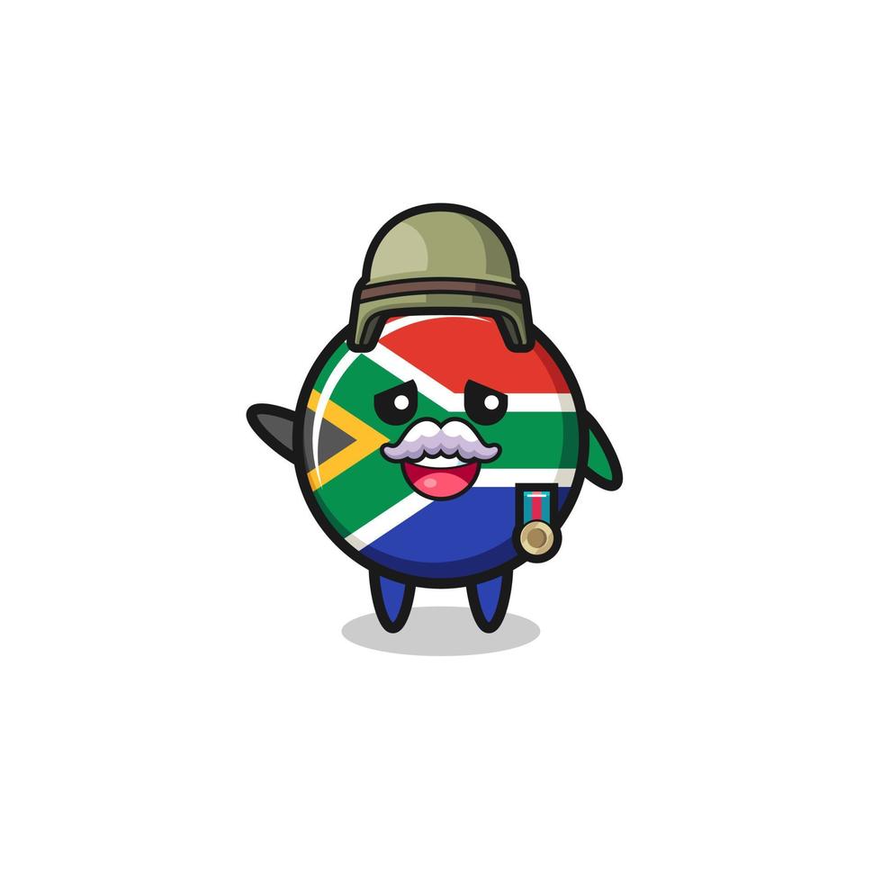 cute south africa flag as veteran cartoon vector