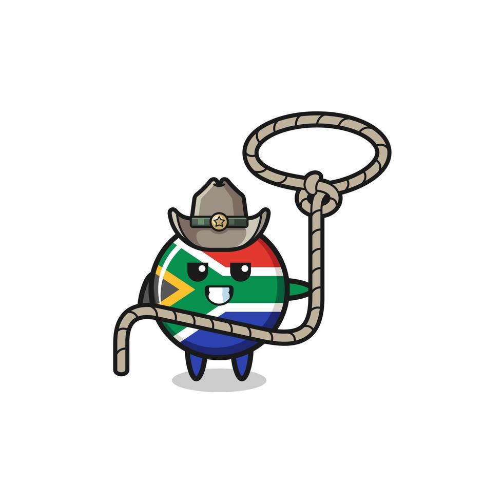 the south africa flag cowboy with lasso rope vector