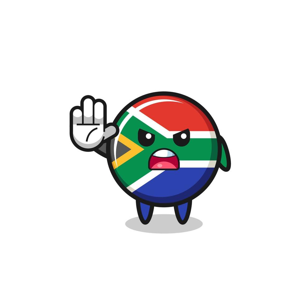 south africa flag character doing stop gesture vector