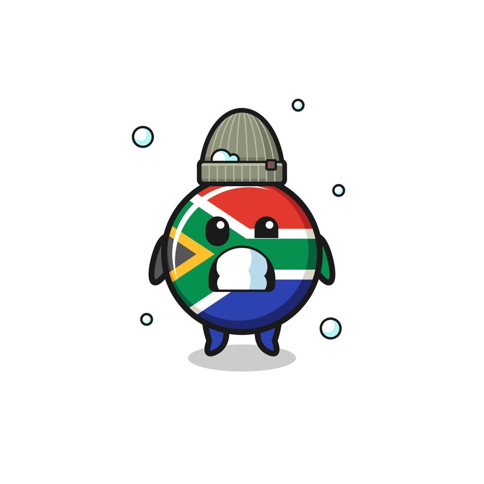 cute cartoon south africa flag with shivering expression vector